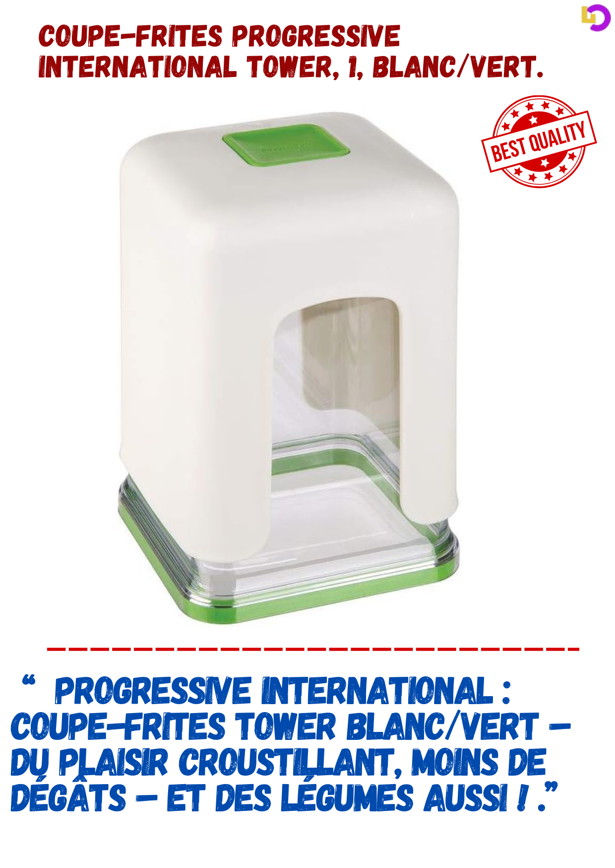 Coupe-frites Progressive International Tower 1 blanc-vert.png